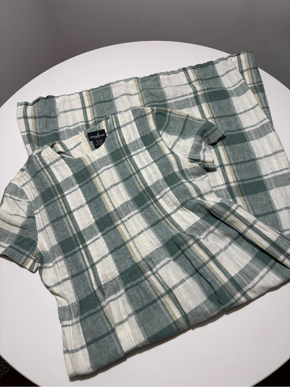 Positive Attitude Earth Tone Plaid Vintage Linen & Cotton Picnic Maxi Dress